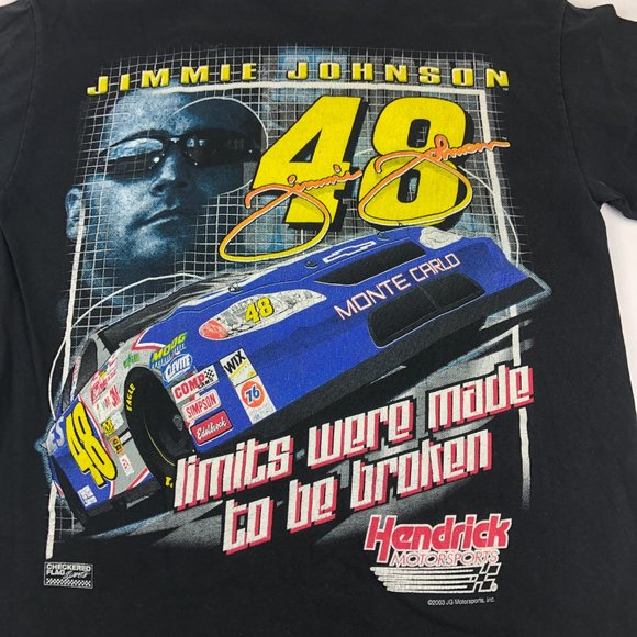 Jimmie Johnson NASCAR Shirt Men's Medium Black Colorful No Limits Racing Tee #48 - Picture 12 of 15